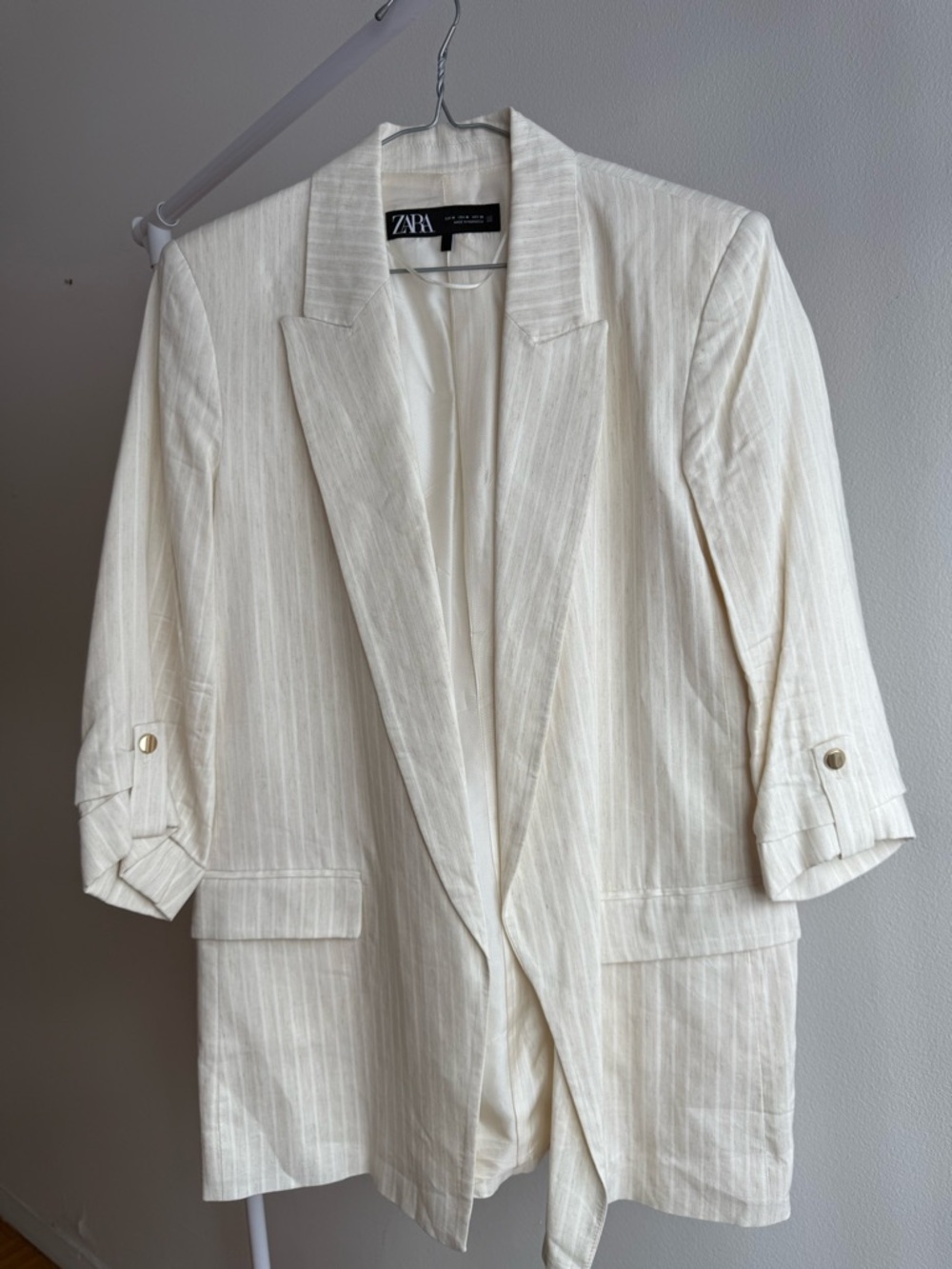 Zara Ivory Pinstripe Oversized Blazer